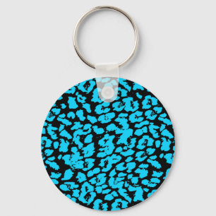 Blue Animal Spots Abstract Key Ring