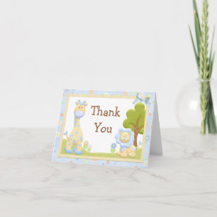Blue Animals Baby Shower Thank You Card