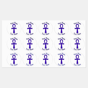 Blue Ankh Circle Adhesive Labels
