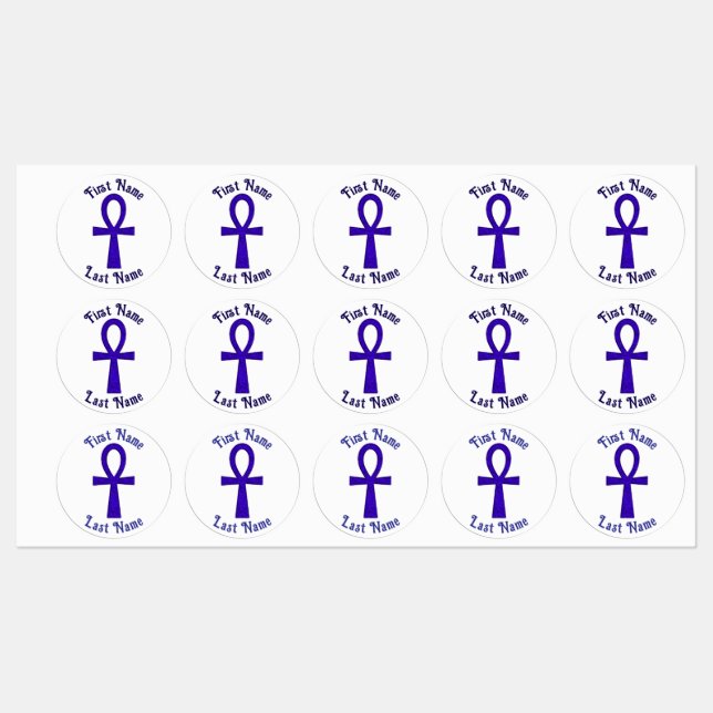 Blue Ankh Circle Adhesive Labels (Sheet)