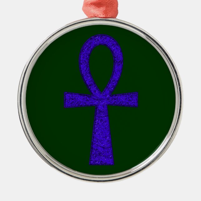 Blue Ankh Premium Round Ornament (Front)