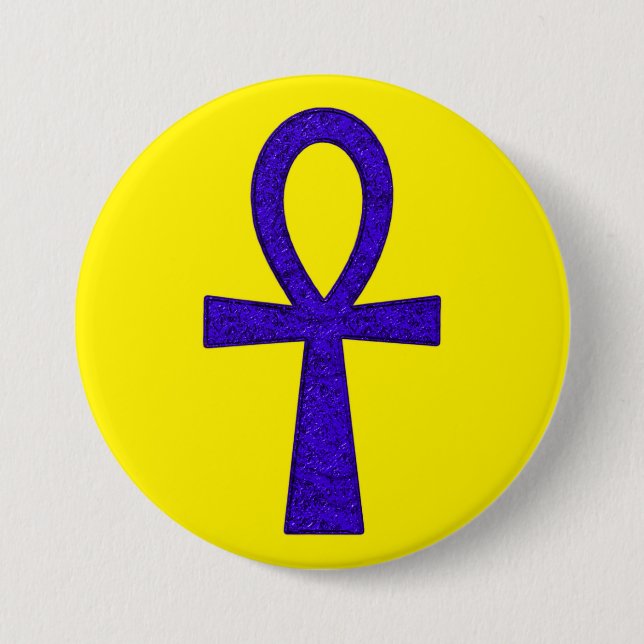 Blue Ankh Round Button (Front)