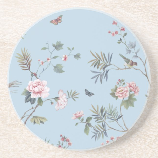 Blue antique floral pattern    coaster (Front)