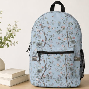 Blue antique floral pattern   printed backpack