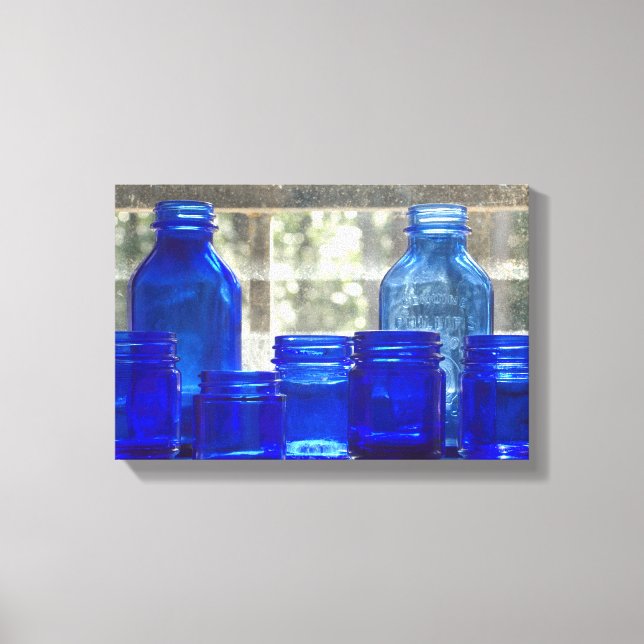 Blue Antique Glass Bottles (Canvas Print) Canvas Print (Front)