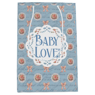 Blue Antique Personalised Baby Love Gift Bags