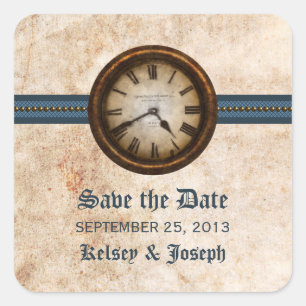 Blue Antique Save the Date Stickers