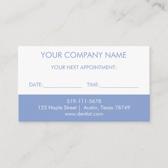 Blue Appointment Reminder Card (Front)