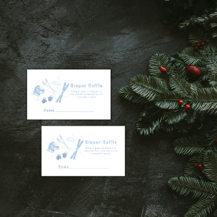 Blue Après Bébé Ski Diaper Raffle Baby Shower  Enclosure Card