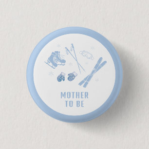Blue Après Bébé Ski Mother To Be Baby Shower  3 Cm Round Badge