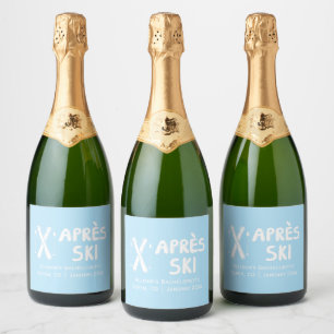 Blue Apres Ski Bachelorette Party Champagne Sparkling Wine Label