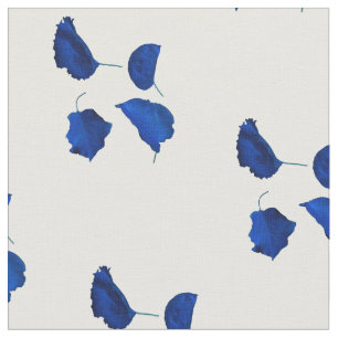 Blue Apricot Leaves Pattern Fabric