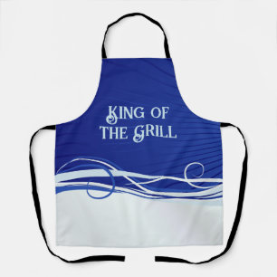 Blue Apron with Modern Swirls and Custom Saying