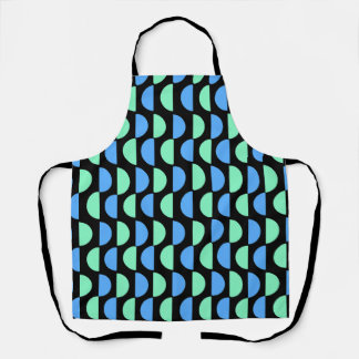 Blue Aqua and Black Mid Mod Pattern Apron