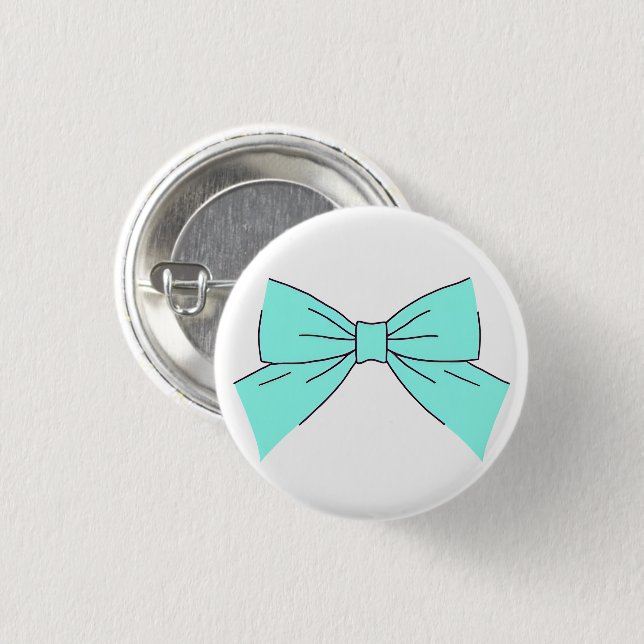 Blue Aqua Bow 3 Cm Round Badge (Front & Back)