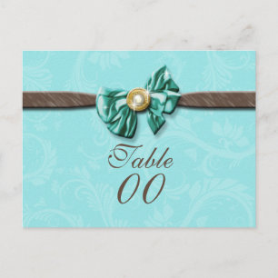 Blue aqua brown gem bow floral postcard