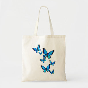 Blue aqua butterfly watercolor tote bag