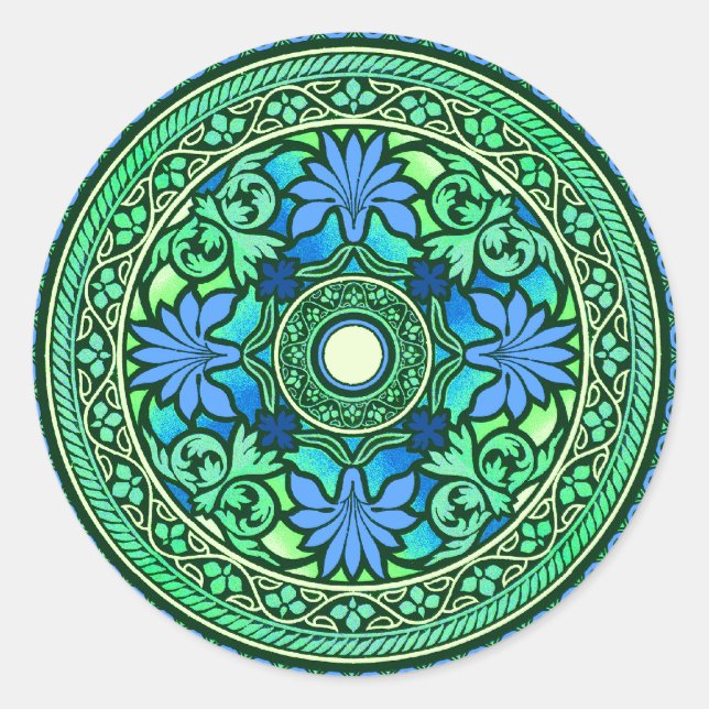 Blue & Aqua Disc Indian Wedding Invitation Sticker (Front)
