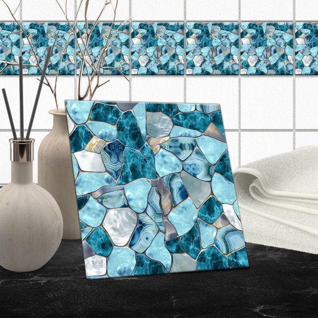 Blue aqua gemstone abstract cells tile (Creator Uploaded)