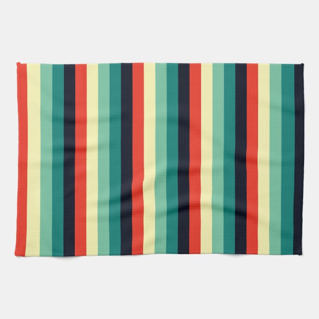 Blue Aqua Green Yellow Red Tea Towel (Horizontal)