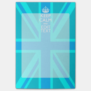 Blue Aqua Keep Calm And Your Text Union Jack Post-it Notes