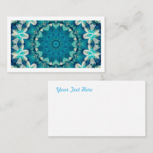 Blue Aqua Mandala Rosette Retro Hippie Business Card