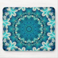 Blue Aqua Mandala Rosette Retro Hippie