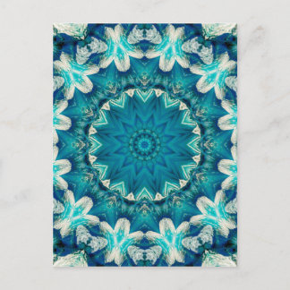 Blue Aqua Mandala Rosette Retro Hippie Postcard