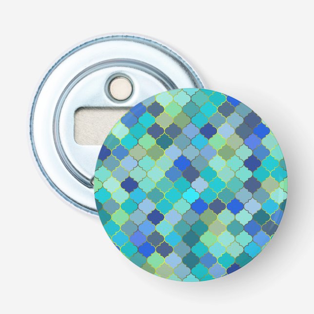 Blue Aqua Moroccan Mosaic Bottle Opener (Front)