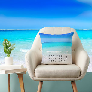 Blue Aqua Ocean Sea Beach Coastal  Personal Family Cushion