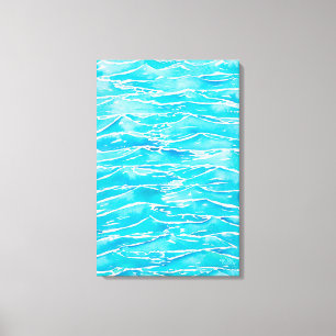Blue Aqua Ocean Sea Waves Watercolor Print