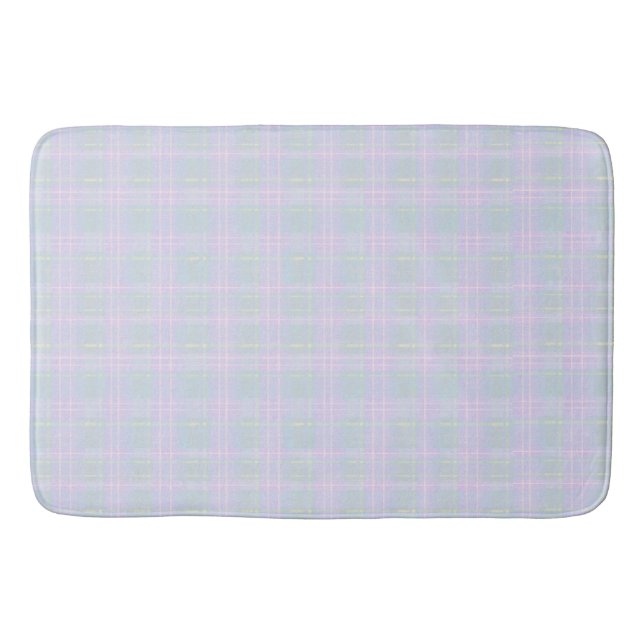  Blue Aqua Praire Plaid Bath Mat (Front)