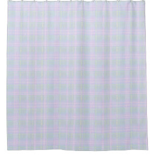  Blue Aqua Praire Plaid Shower Curtain