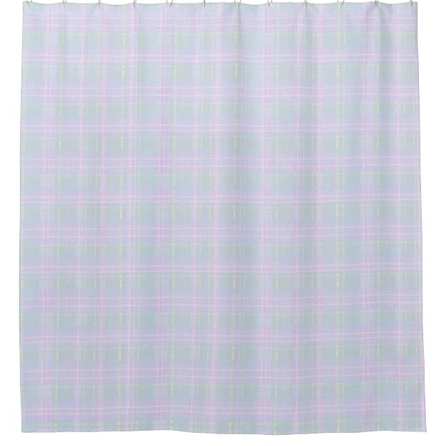 Blue Aqua Praire Plaid Shower Curtain (Front)
