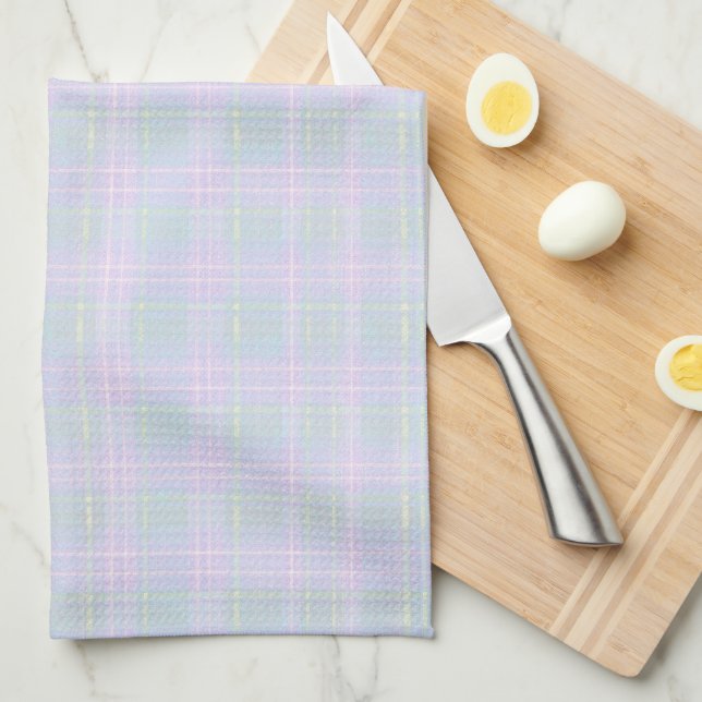  Blue Aqua Praire Plaid Tea Towel (Quarter Fold)