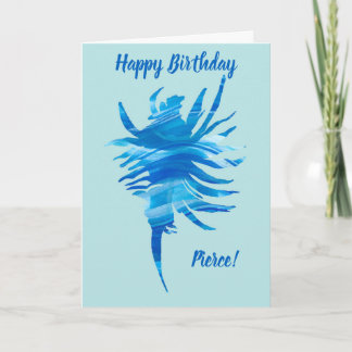 Blue-Aqua Silhouette conch shell Card