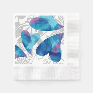 Blue, Aqua, Turquoise Hearts Party Napkin