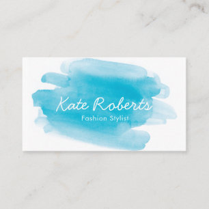Blue Aqua Watercolor business card   creative