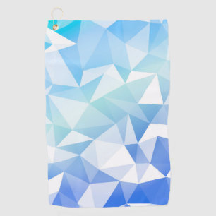 Blue aqua white geometric design golf towel