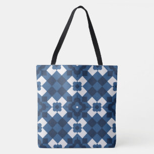 Blue Arabesque Pattern Tote Bag
