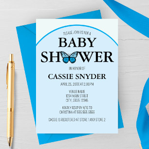 Blue Arch Butterfly Baby Shower Invitation