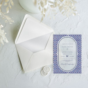 Blue Arch Mexican Talavera Spanish Wedding Acrylic Invitations