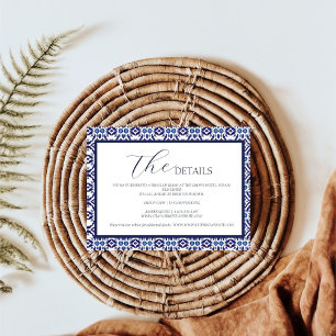 Blue Arch Mexican Talavera Spanish Wedding details RSVP Card