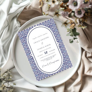 Blue Arch Mexican Talavera Spanish Wedding Invitation