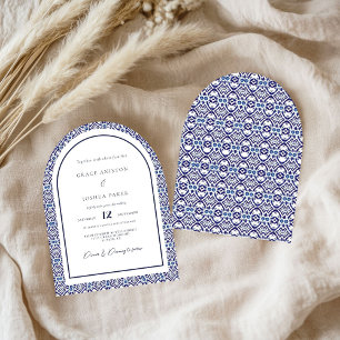 Blue Arch Mexican Talavera Spanish Wedding Invitation