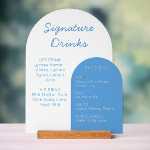 Blue Arch Wedding Bar Sign Custom Acrylic Display