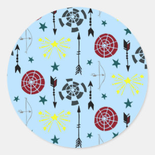 Blue Archery Bows Arrows and Targets Classic Round Sticker