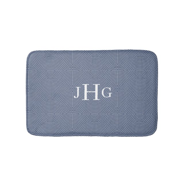 Blue arches with white dots Small Bath Mat (Front)