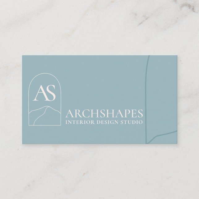 Blue Architecture Geometry Interior Design Business Card (Front)