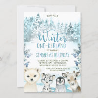 Blue Arctic Animal Winter Onederland Birthday